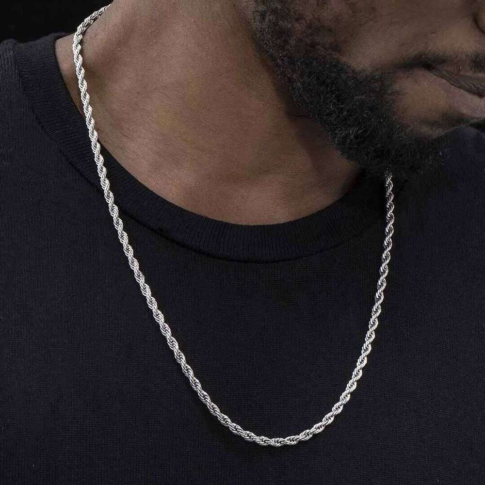 Twist Rope Chain Men Stainless Steel Ropes Long Necklace Minimalist Gold Silver Color Hip Hop Jewelry 3mm 60cm H260312