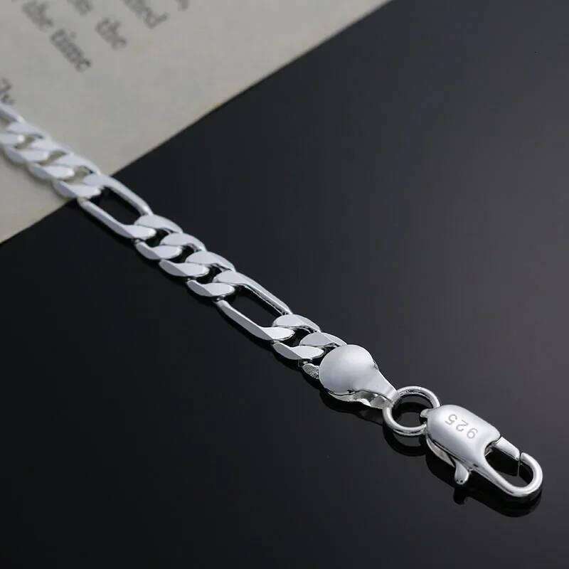 Wholesale charms classic 4MM sideways chain 925 Sterling silver Bracelet for woman boy man jewelry Wedding party Christmas gifts Z260313