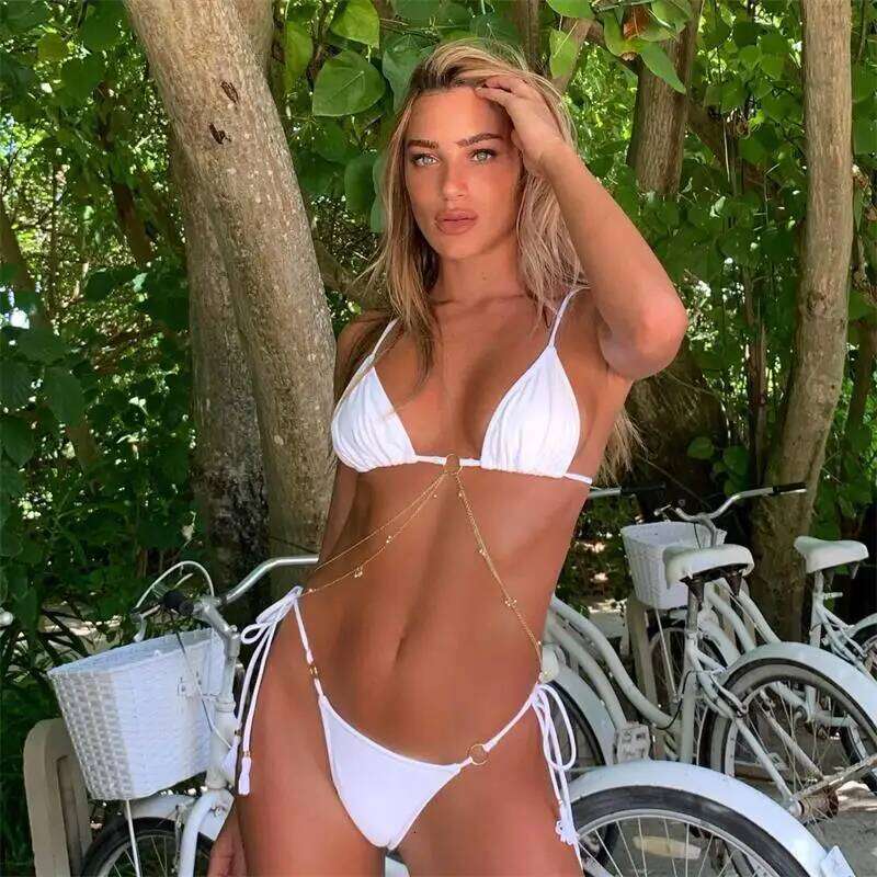 2026 New Sexy Triangle Bikini Sets Women Swimwear Printed Halter Lace-Up Thong Swimsuit Women's Bathing Suit biquinis Beachwear Y260303