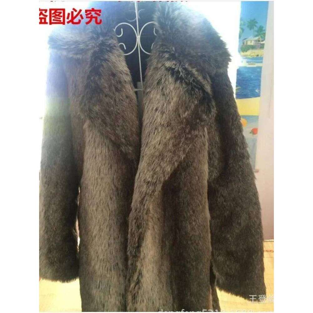2020 Autumn and Winter Large Lapel Long Faux Fur Jacket fashion thicken Men's Overcoat Mens Clothing Z260313