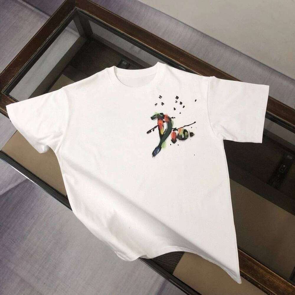 New High Quality Cotton Colorful Alphabet Graffiti Graphic Printed Men's and Women's T-Shirts Round Neck Loose Short Sleeve Z260314