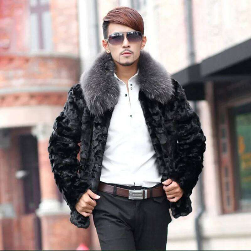 Faux Coat Winter Thick Warm Collar Long Sleeve Windbreaker Luxury Brand Men Clothing Fur Coats Z260313