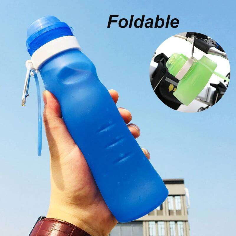 600ml Silicone Folding Drink Water Bottle Portable Cup Travel Outdoor Sport Bottles Bike Cycling Accessories Z260313