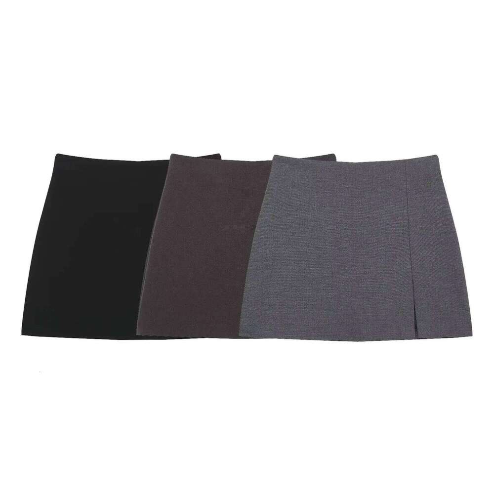 Women's Short Skirts in Black Dark Brown Gray Colors Knitted Material Simple and Stylish for Daily Wear Z260314