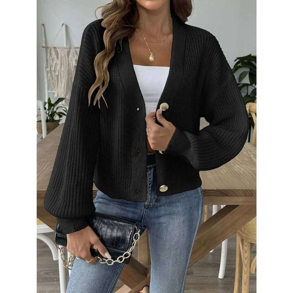 2025 Autumn Winter Short Sweater Women Single Breasted Long Sleeve Cardigan Lady Loose Knitted Coat Outwears Z260313