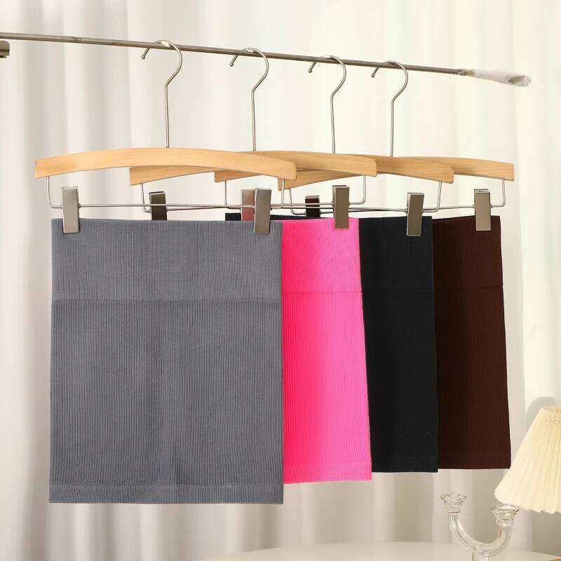 2 Pieces Versatile Elastic Package Hip Pencil Women Seamless Solid Color Stripe Fabric Skirts High Waist Tight Short Skirt Z260314