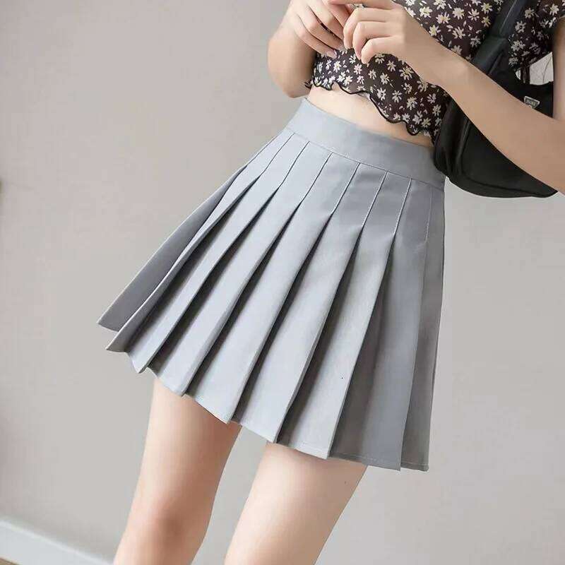 Skirt Vintage Dark Grey Mini Women Ruffles Pleated Sexy Shorts Skirts Female Fashion 2024 Streetwear Mujer Faldas Z260314