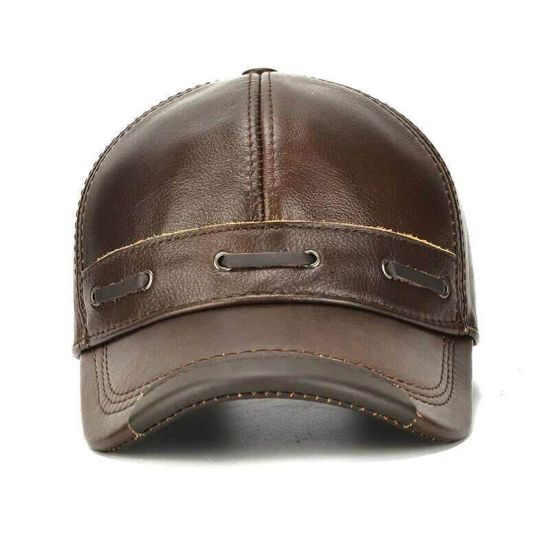 Genuine Cow Leather Baseball Caps Men Coffee Kufi Hats High-end Mature and Steady Style Outdoor Sports Classic Europe Hiking Hat Z260314