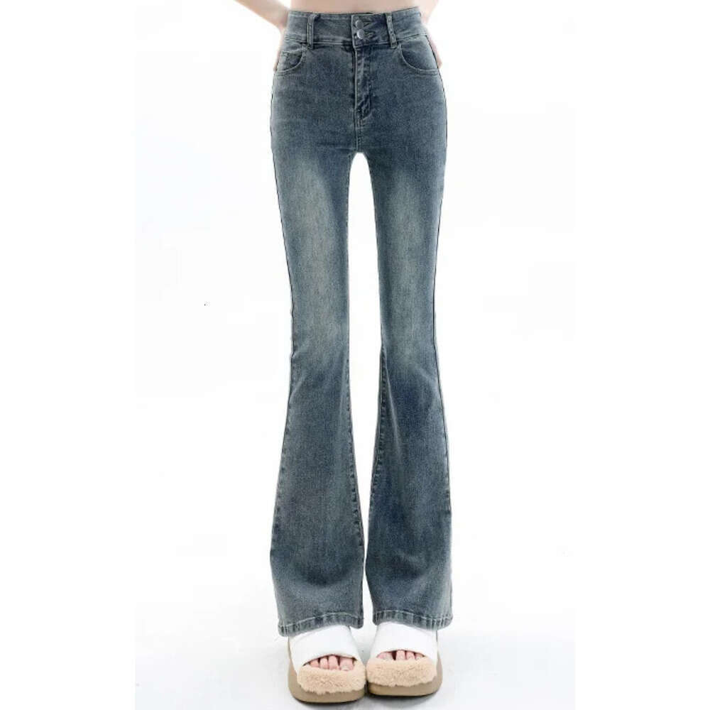 Women Jeans Cotton Denim Flared Pants Elastic Force Vintage Streetwear High Waist Slim Mom Harajuku Trousers Plus Length Z260313