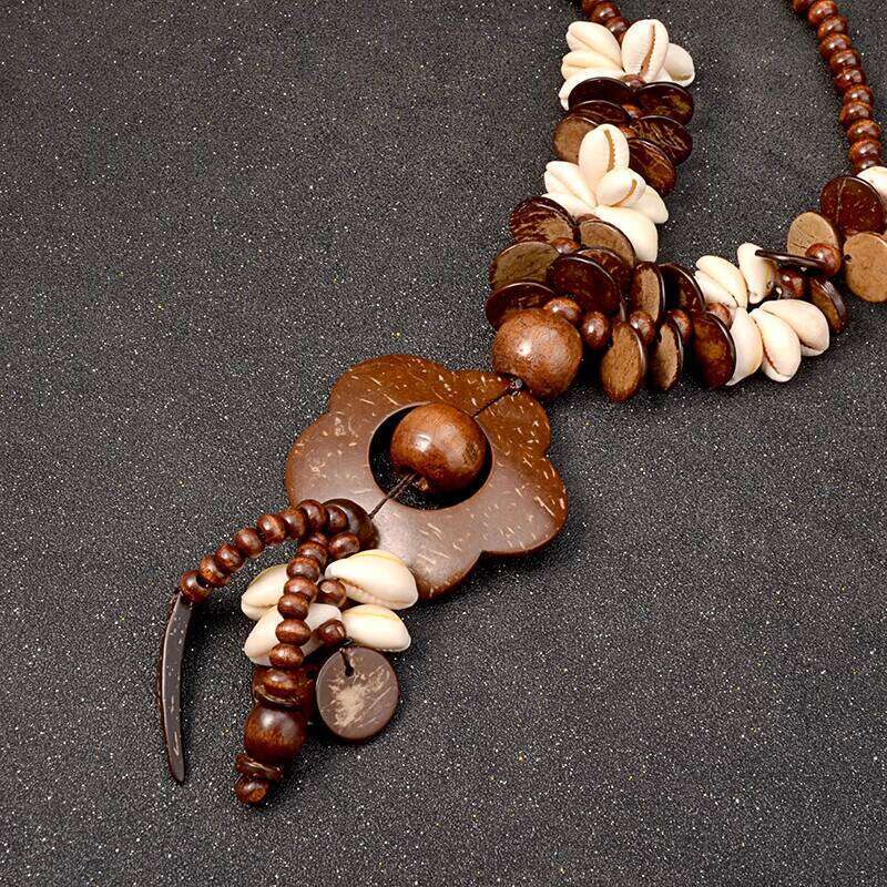 UDDEIN Bohemian long pendant women wood chain shell flower statement jewelry wholesale vintage maxi necklace H260312
