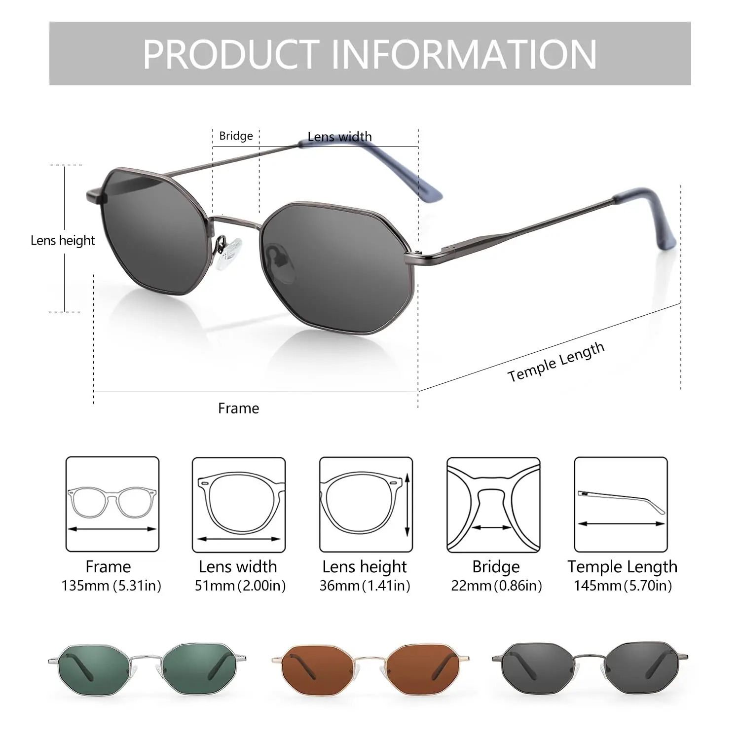 ZENOTTIC Retro Small Polygon Polarized Sunglasse Metal UV400 Sun Glasses Men Anti- UV400 Goggles Driving Eyewear 260312