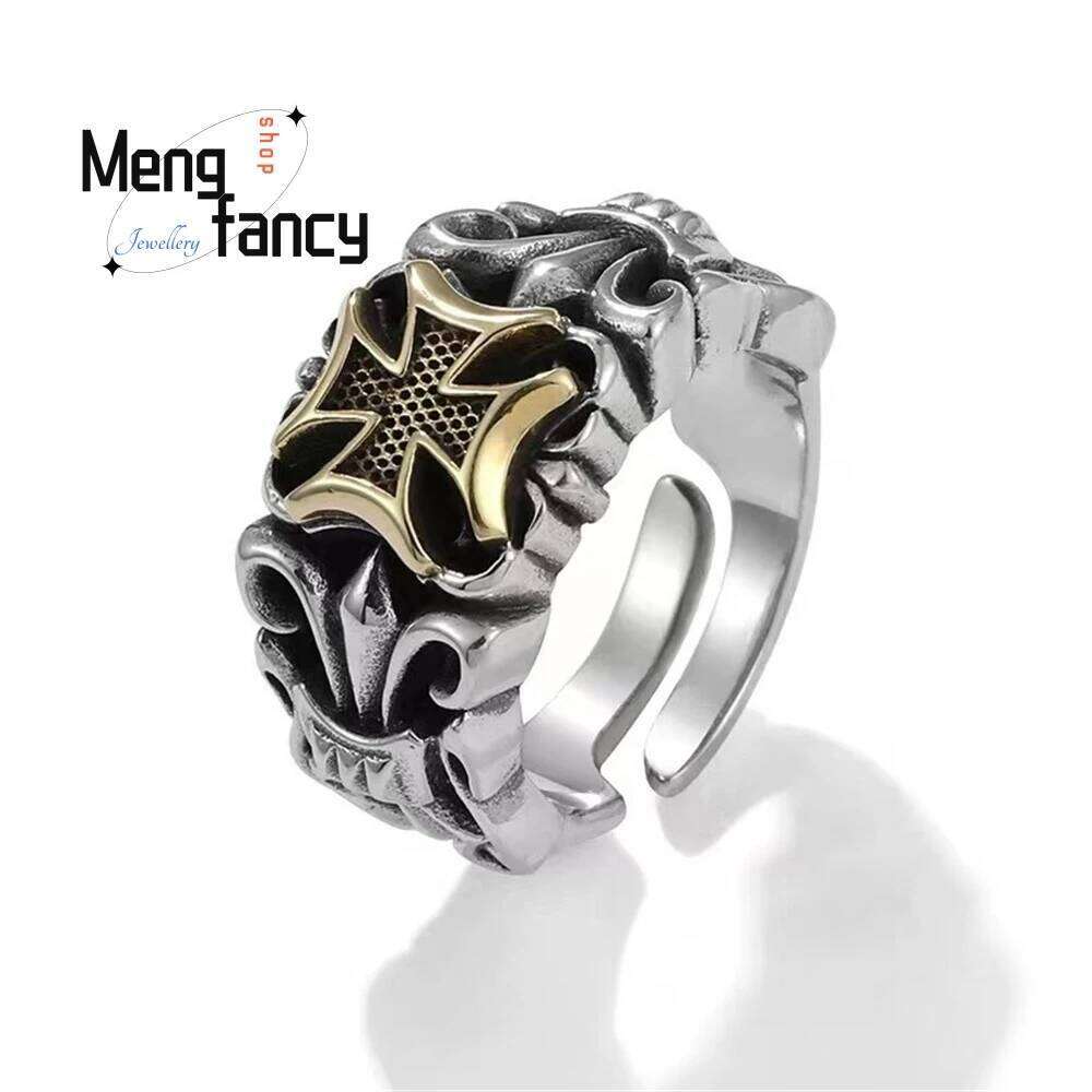 High-Grade Retro Cross Anchor Ring, Personalized Hip-Hop Punk Trendy Men's Live Ring Fashion Jewelry Exquisite Elegant Popular H260312