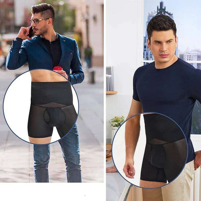 Men Shapewear Boxer Briefs High Waist Tummy Control Shorts Slimming Body Shaper Compression Panties Breathable Underwear 26Y0313