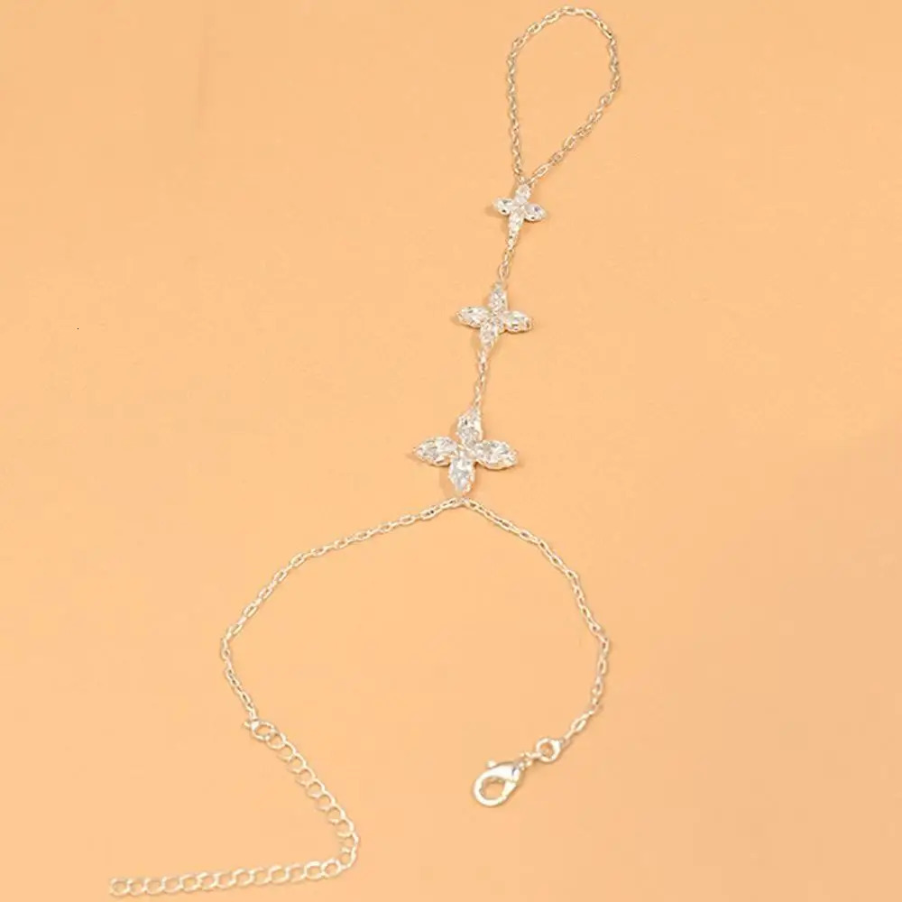 Boho Flower Hand Bracelet for Women Wedding Decorations Crystal Elegant Bangle Slave Chain Handmade Dubai Jewelry Gift 260313