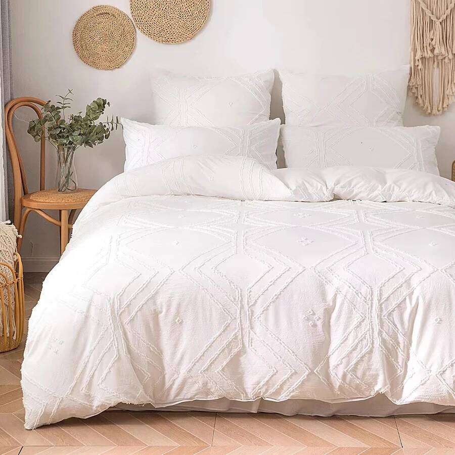 WASART White pinch pleat duvet 220x240cm summer bed quilt cover bedding sets single double queen king size H260312 - view 7