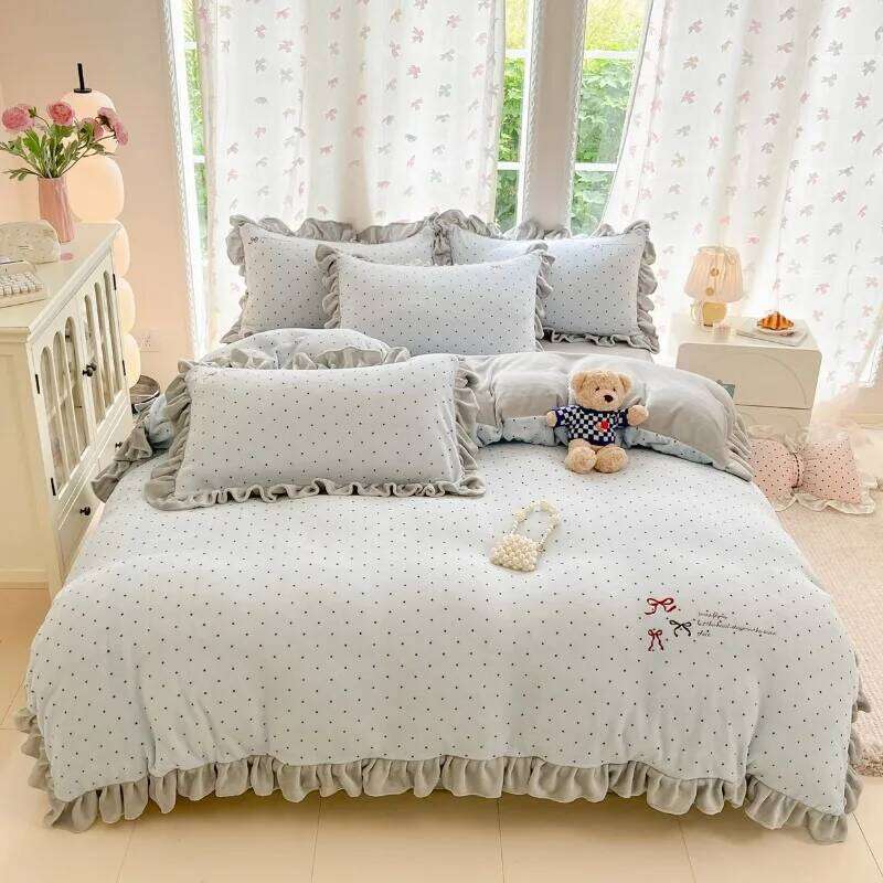 2025 new comfortable high-gram milk fleece set, winter thickened warm and skin-friendly bedding four-piece set H260312 - view 4