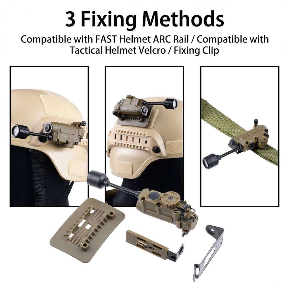 Tactical Strobe Light,Sidewinder LED Light,White Red Green Blue IR Light,Stalk Arc Rail Helmet Clip FlashLight 26L0313