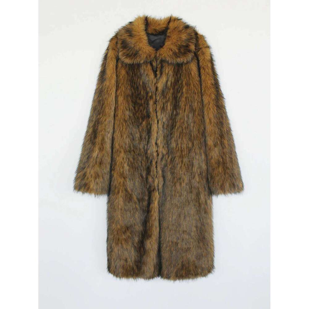 Men Faux Coats Jacket Solid Turn Down Collar Long Sleeve Open Stitch Thick Warm Fur Loose Casual 2025 Autumn Winter Z260313