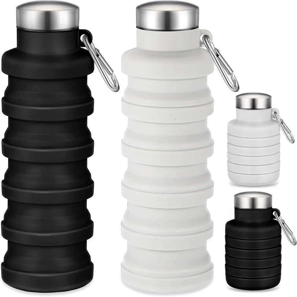 Collapsible Bottles Travel Foldable Portable Water Bottle Silicone Reusable Leakproof for Camping Hiking Cycling Z260314