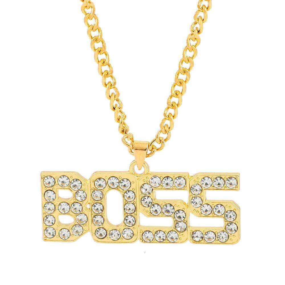 Men Women Hip Hop BOSS Pendant Necklace Chain pendants Necklaces Fashion Punk Jewelry Gifts H260312