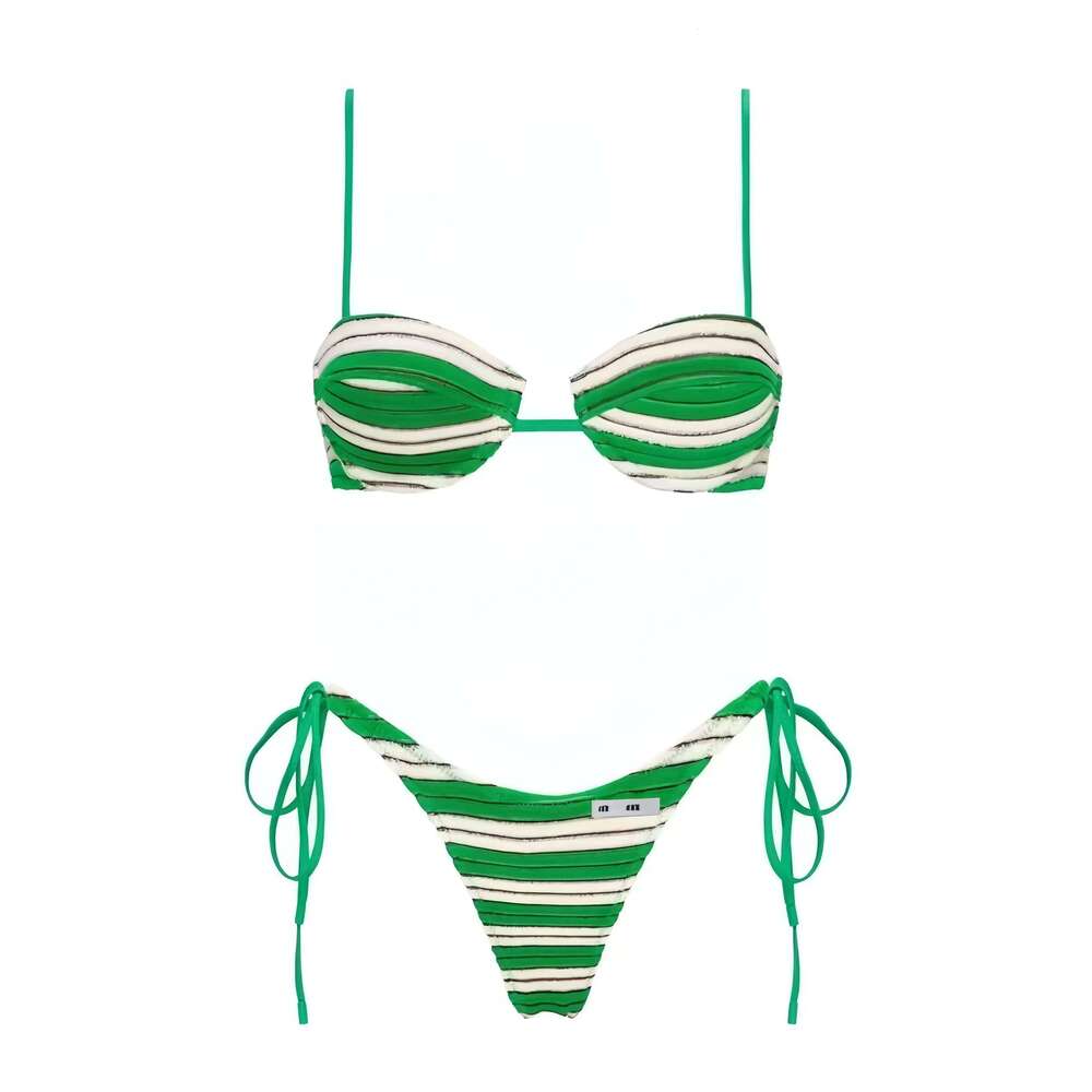 2026 Summer New Women's Fashion Striped Sexy Hanging Neck Strap Split Bikini 26H0313