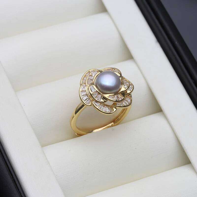 Wedding Natural Freshwater with Real Pearls,White Adjustable Pearl Ring Anniversary Gift Pink Black H260312