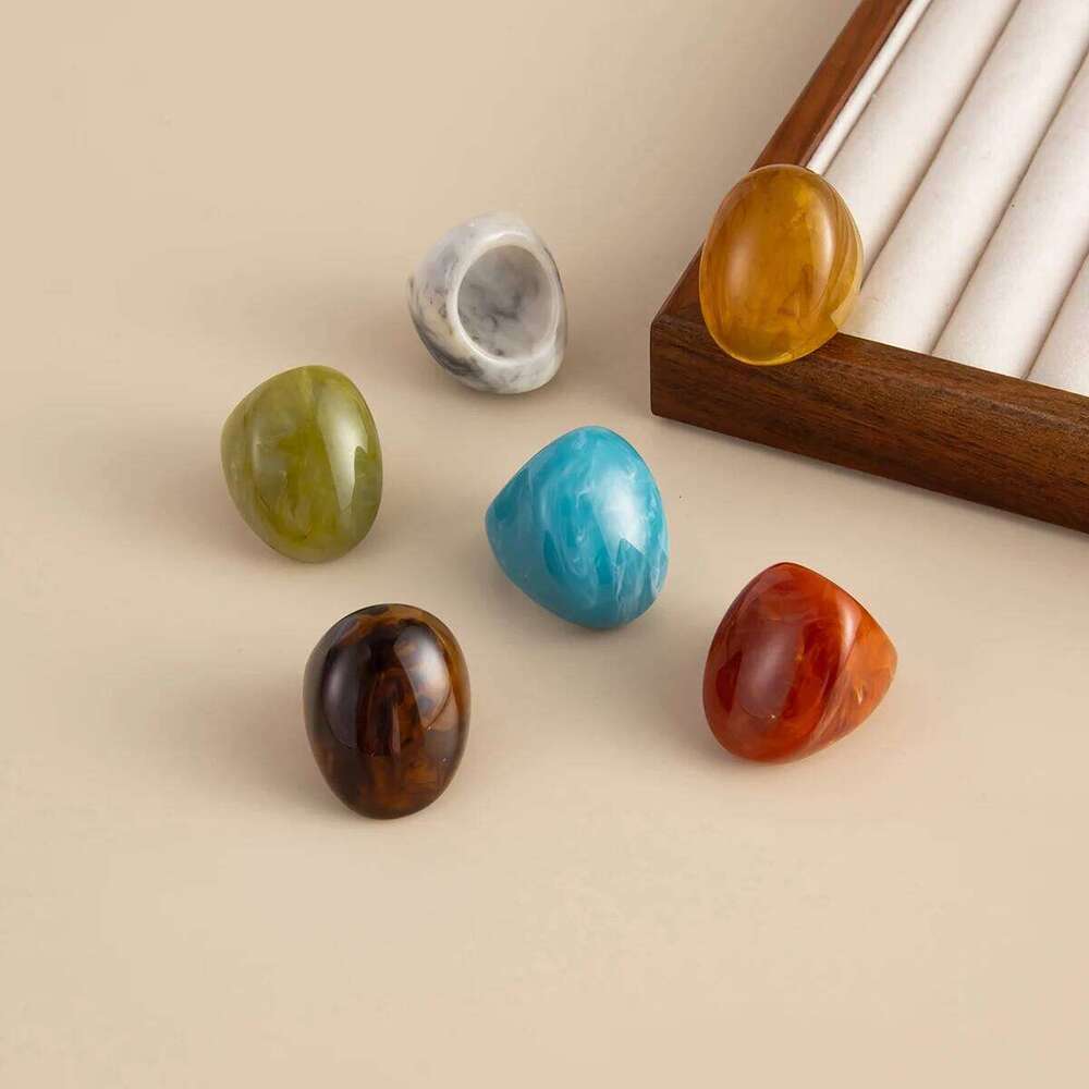 Ingemark Y2K Boho Resin Multicolored Irregular Big Finger for Women Trend Simple Knuckle Rings Aesthetic Party New Jewelry H260312