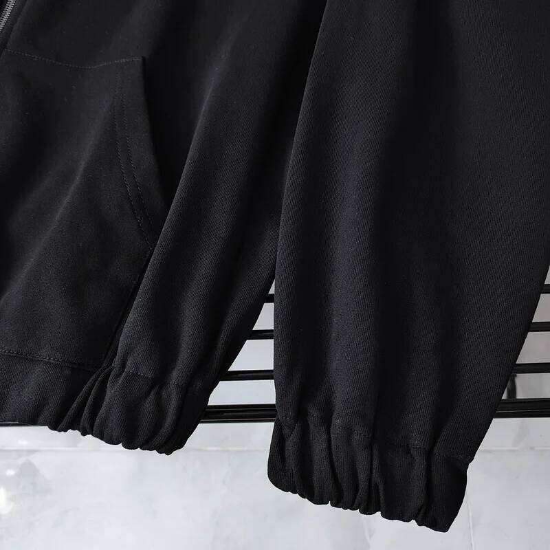 Black Zipper Cardigan Cross Logo Hoodie Jacket Men Women Best Quality Oversized Back Full Text Print Sweatshirts Y2k Z260315