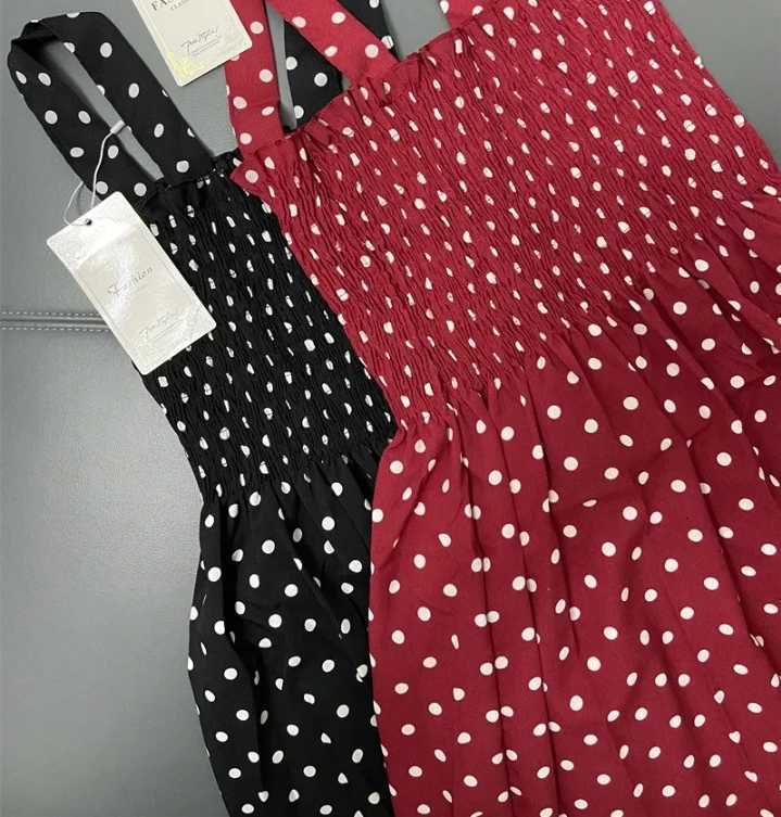 2025 Summer Befree Beach Long Vintage Dots Casual Ruffles Elegant Maxi Strap Camis Silky 5XL Dress Vestidos Sexy WomenT260316