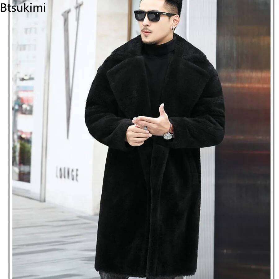 Luxury Fashion Long Camel Fleece Coats Men's Autumn Winter Thickened Warm Faux Fur Outwear Trend Vintage Men Windbreaker Jackets Z260313