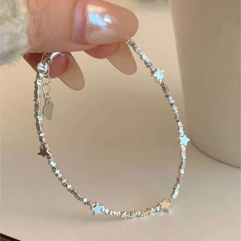 New Chinese Style 925 Sterling Silver Five-pointed Star Beaded Bracelet for Woman Girl Summer Jewelry Accessories Colorfast Gift Z260313