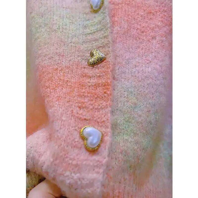 Tie-dye Gradient Color Sweater For Women Autumn Winter New Thickened Sweet Knitted Cardigan Top Z260313