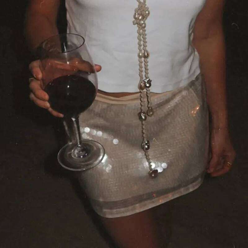 Sequined Mini Women Fashion Party Club New in Glitter Faldas Para Mujeres Light Yellow Side Zip Women's Y2K Skirt Z260314