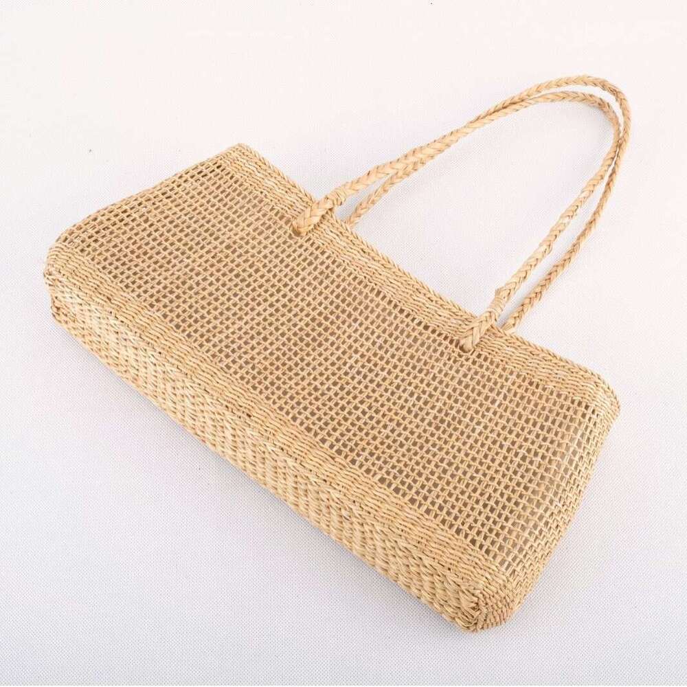 Xu Xing Craft INS Summer Yellow Straw Underarm Mesh Drawstring Handheld Beach Shoulder Artistic Woven Bag