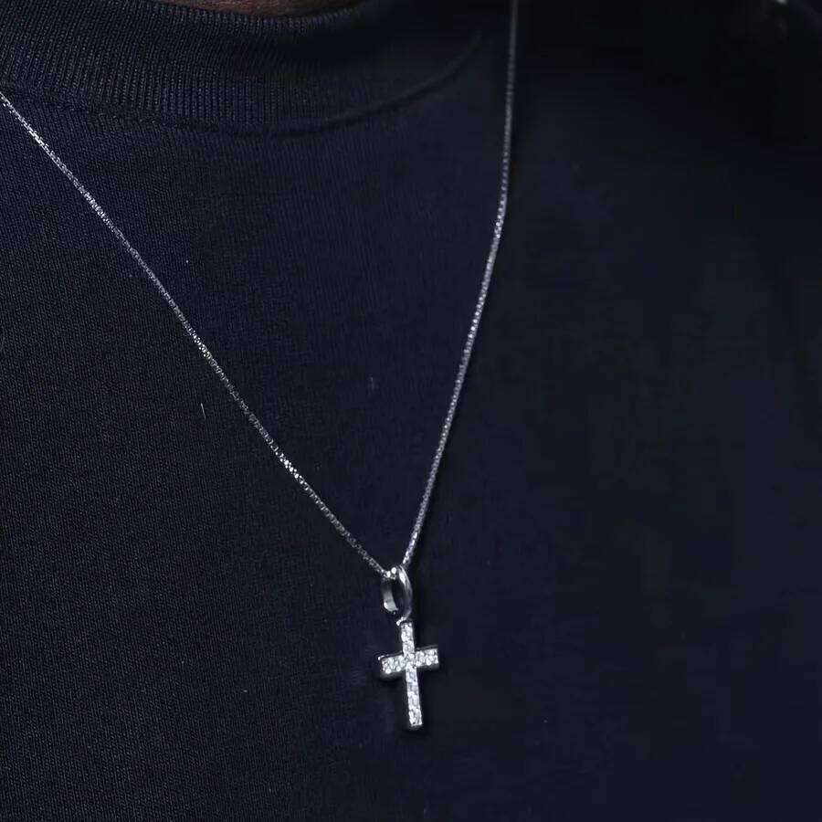Crystal Cross Pendant Hip Hop Color Stainless Steel Men Necklace Retro Jewelry Trend Accessories H260312