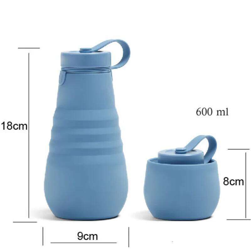 Foldable Silicone Water Bottle Portable Collapsible Cup Leakproof Outdoor Sport Travel Kettle for Camping Hiking Running Cycling Z260313