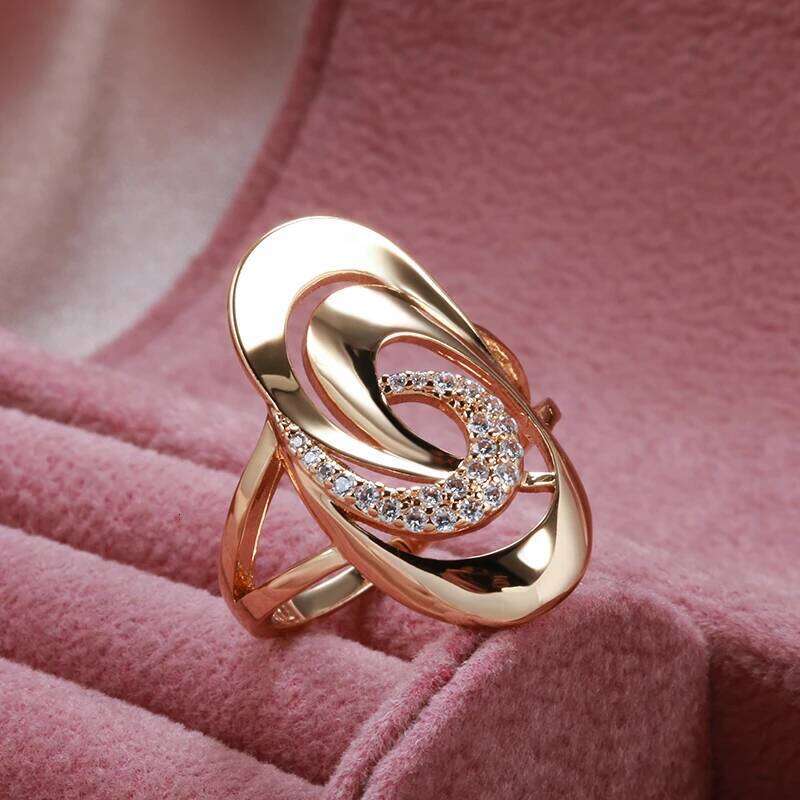 Kinel Unusual 585 Rose Gold Rings Daily Women Fine Minimalist Geometry Natural Zircon Ring Fashion Jewelry 2022 H260312