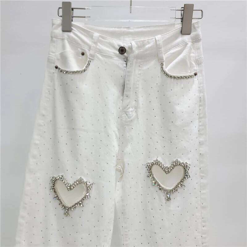 KBQ Solid Patchwork s Streetwear Jeans For Women High Waist Spliced Zipper Hollow Out Straight Denim Pants Female Autumn Z260313