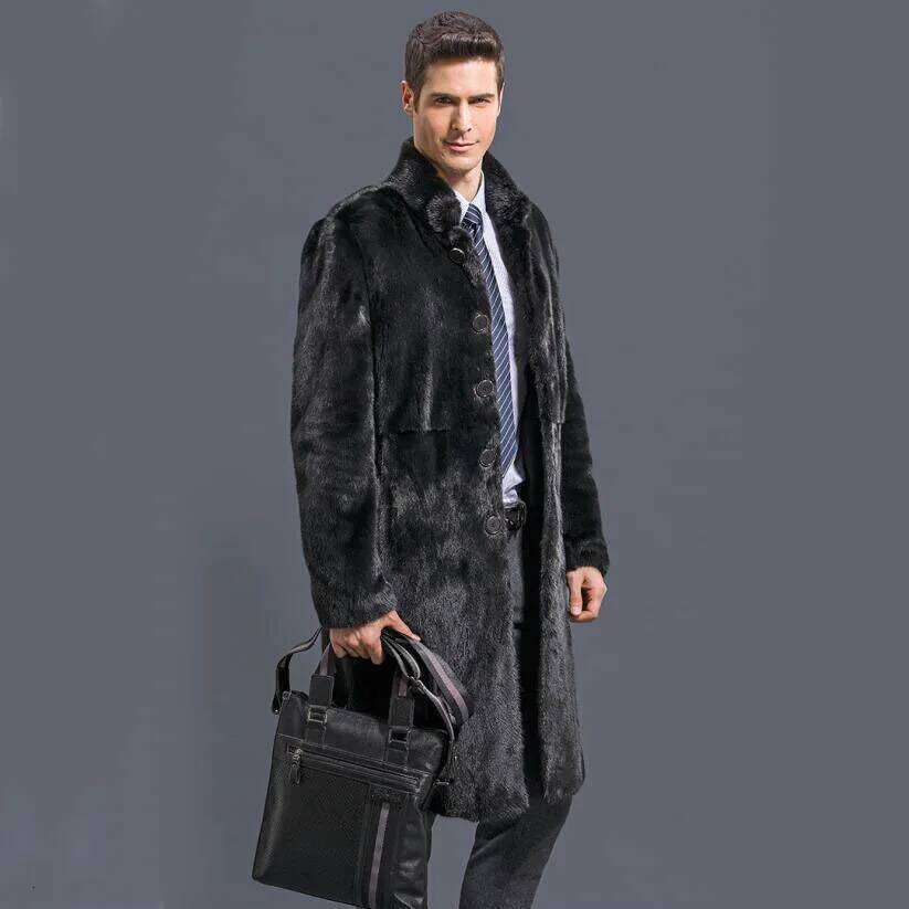 Solid Faux Men Coat Single Breasted Turn Down Collar Jackets Outerwear Winter Warm Thick Fur Overcoat Casual Spliced Z260313