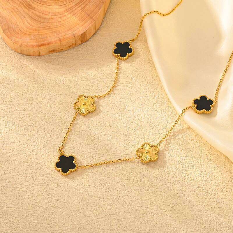 Elegant Pendant Necklace for Girls Stainless Steel Necklaces Woman Trend 2024 Double Sided Flower Cr Fashion Jewelry Gifts H260312