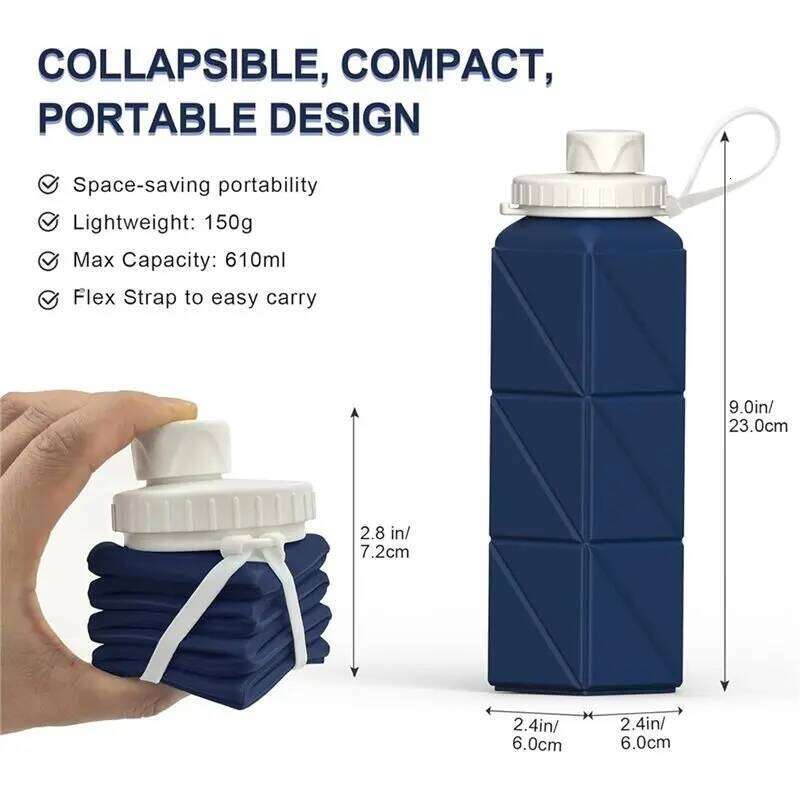 ABRB-610 Ml Collapsible Water Bottle, Leak-Proof, Reusable, Ideal Travel For Outdoor Activities Z260314
