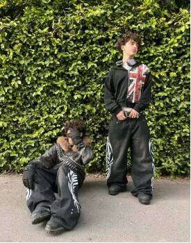 American Black New Fashion Trend Flag Printing Y2K Gothic Retro Hip Hop Men and Women Casual Punk Loose Zipper Street Clothing Z260314