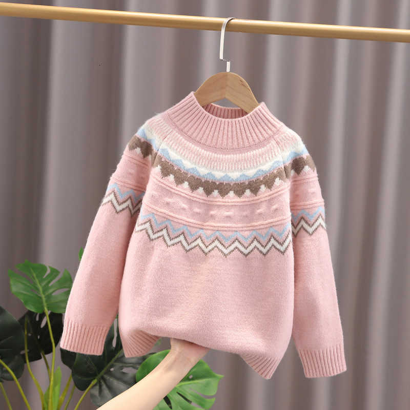Pullover Girls' Thickened Sweater Autumn/Winter New Pullover Knitwear Trendy and Stylish Round Neck Children's Clothing for Older Kids