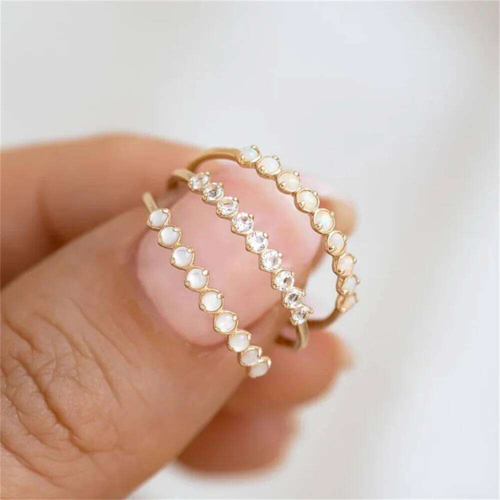 CANNER 925 Silver Simplicity Water Droplet Zircon Rings For Women 18K Gold Super Flash Single Row Clustered Shape Fine Jewelry H260312