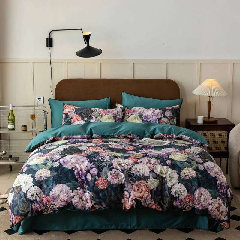 1000TC Egyptian Cotton Flowers Plant Prints Bedding Single Double Queen King Size Duvet cover Set Bed Sheet Pillowcases 4Pcs H260312 - view 3