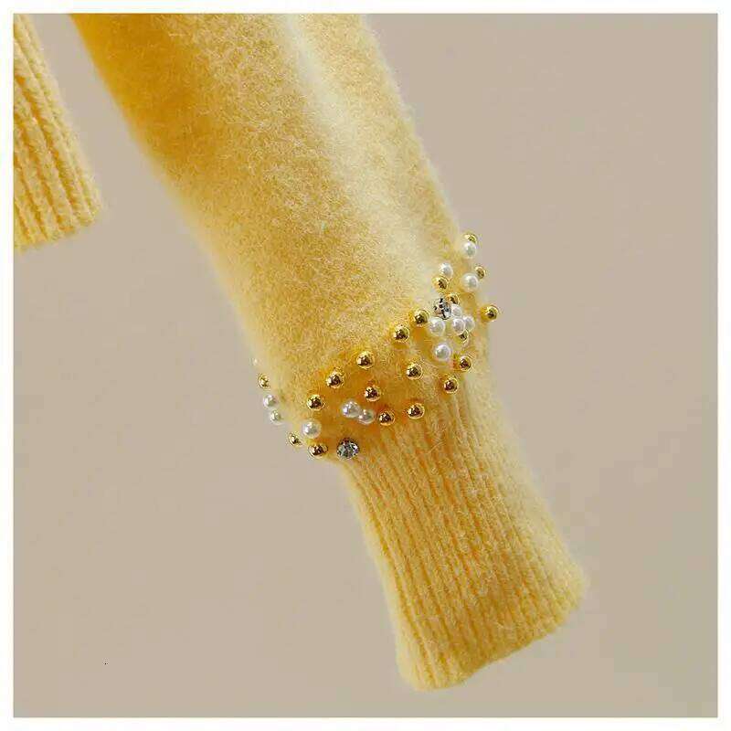 Bead-encrusted Rhinestones Round Neck Single-breasted Long-sleeved Sweater Cardigan Commuter Temperament Versatile Top Z260313