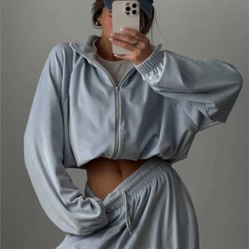 Casual Pants Suit 2025 Autumn Winter Cardigan Sweatshirts Sports Women Fashion Street Long-sleeved Jacket Trousers Two-piece Set M260313