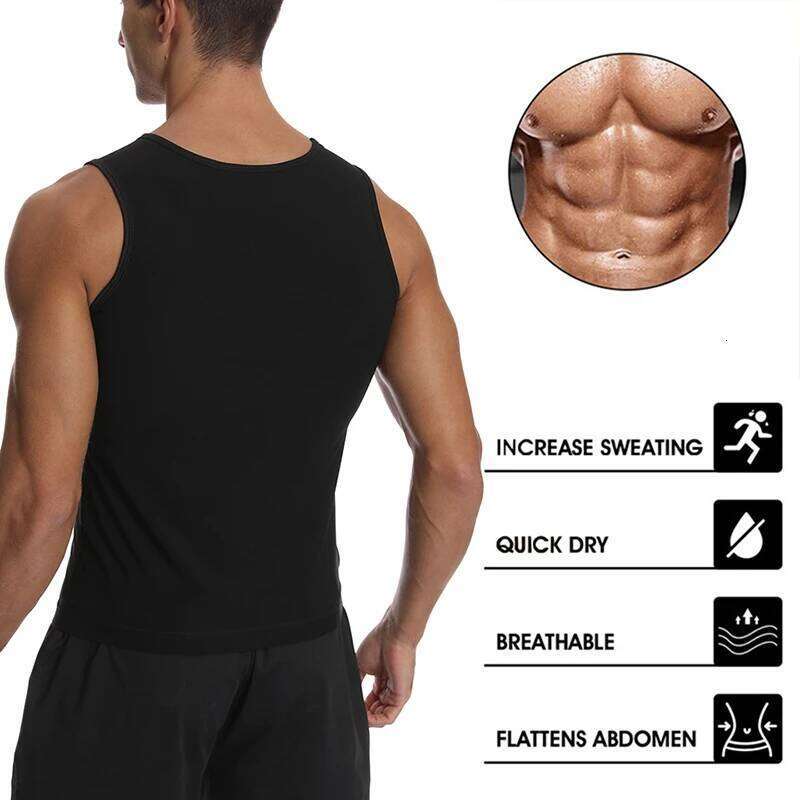 Men Sweat Sauna Vest Waist Weight Loss Slimming Body Shaper Heat Trapping Tank Top Shapewear Corset Shirt Hot Fat Burner 26Y0313