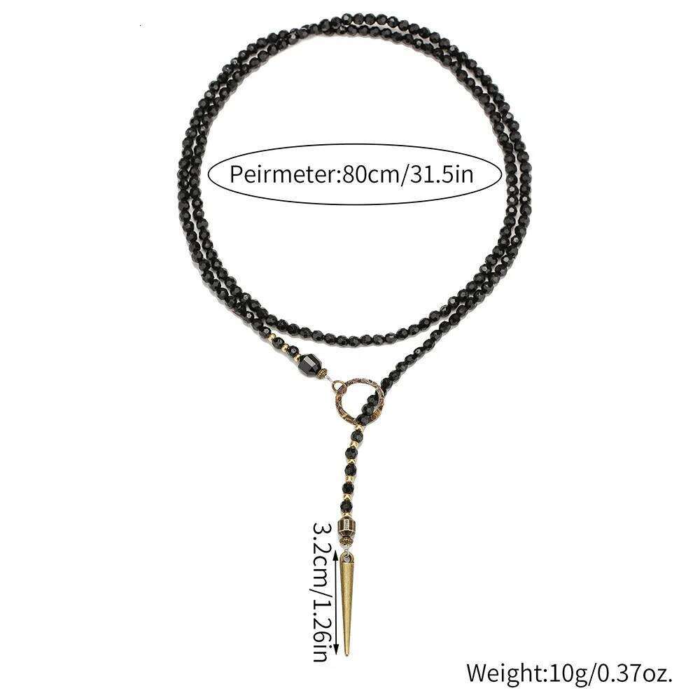 Black Bead Necklace Women'S Bold Long Boho Statement Stacked Layered Chain Choker Gothic Punk Festival Jewelry Gift For Her H260312