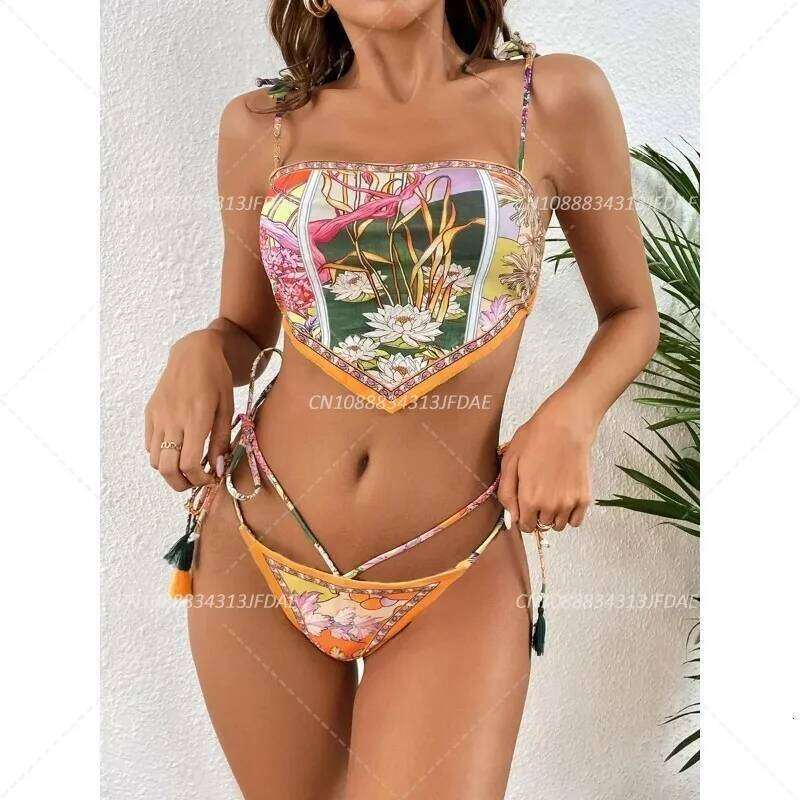 Printed Crop Top Women Bikinis Brazilian Swimwear Female Swimsuit Two-pieces Bikini Set High Cut Bathing Suit Swim Y260303